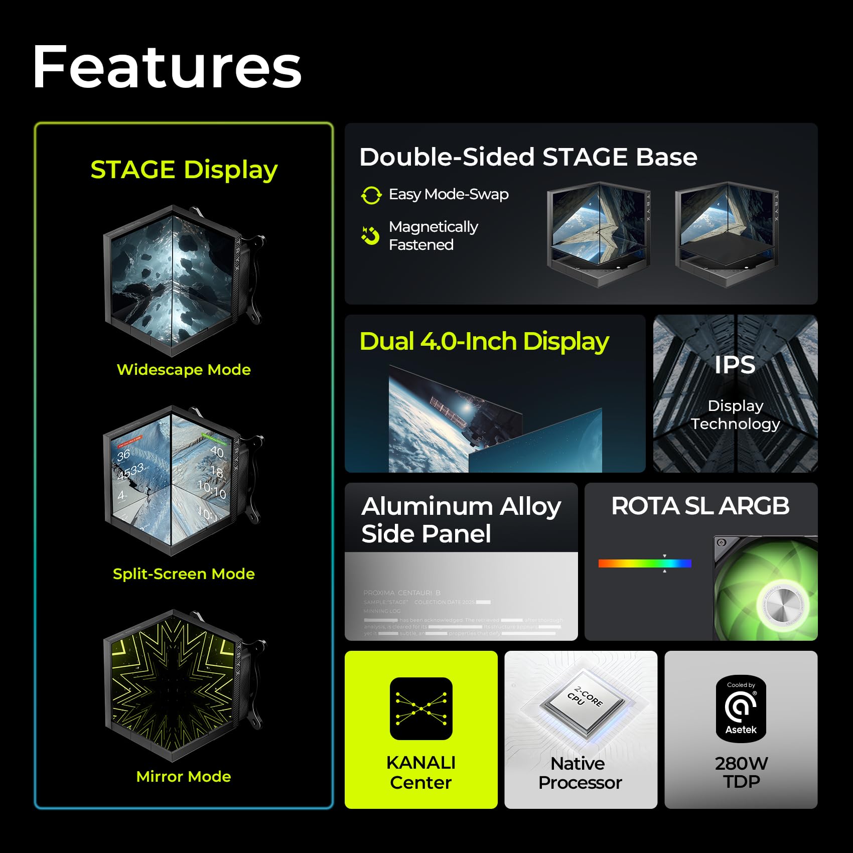 Amazon.com: TRYX STAGE 360 ARGB 360mm AIO 4.0'' IPS Dual-Screen
